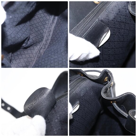 GUCCI Bamboo Backpack Leather Black Gold 003 2058 0016 Auth 154504 main image 2